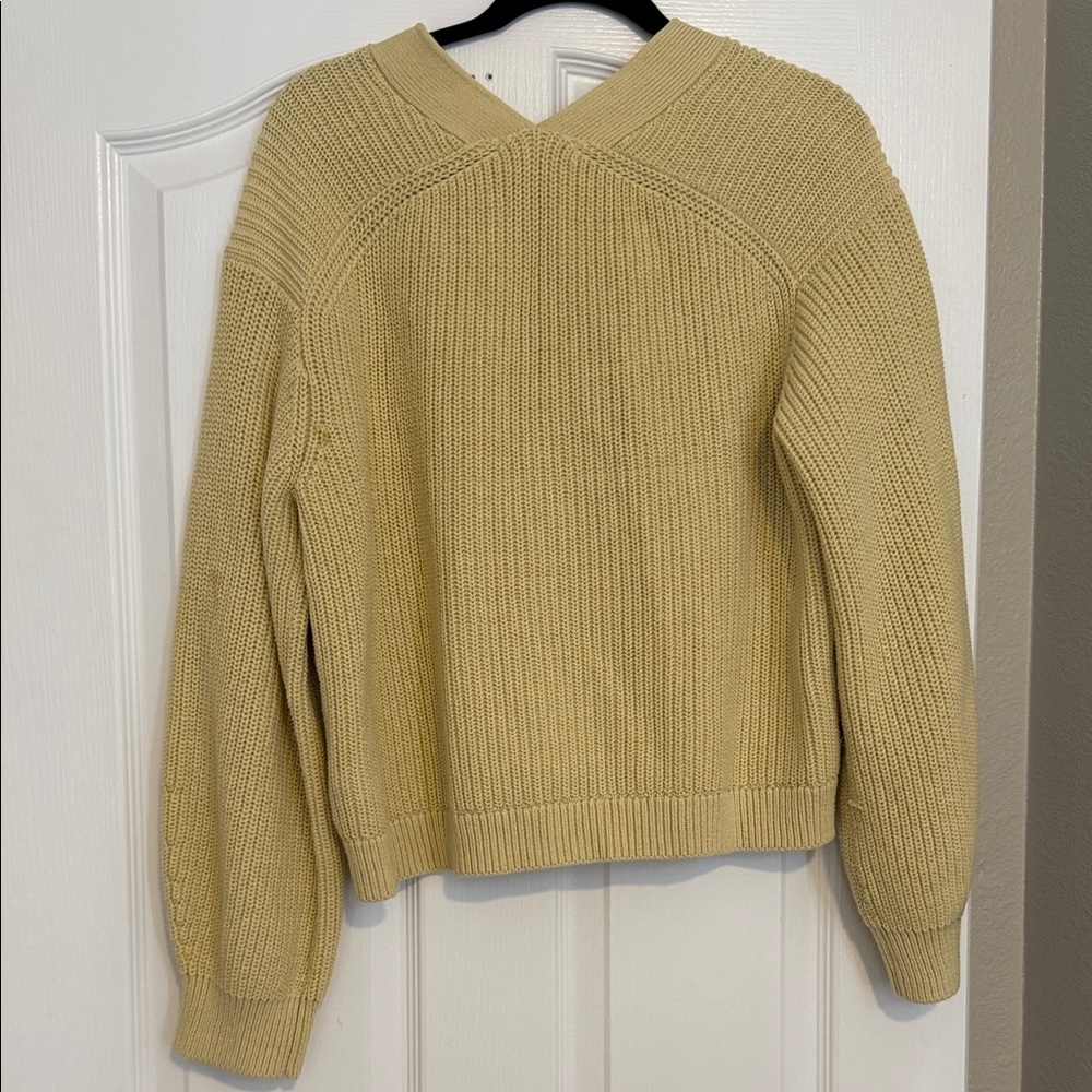 Women's Cropped V-Neck Button Cardigan Sweater - Cream - Picture 2 of 4